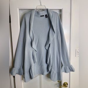 Baby Blue Riffed Sleeves Open Cadigan